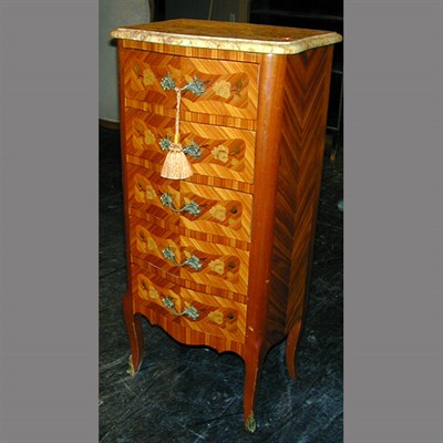 Lot 138 - Louis XV Style Marble Top Marquetry Inlaid...