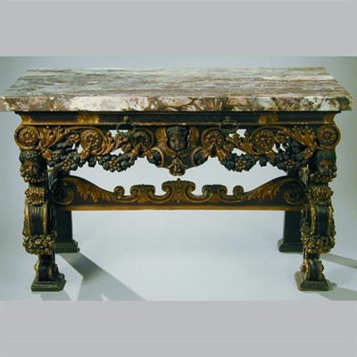 Lot 601 - Baroque Style Marble Top Gilt Carved Wood...