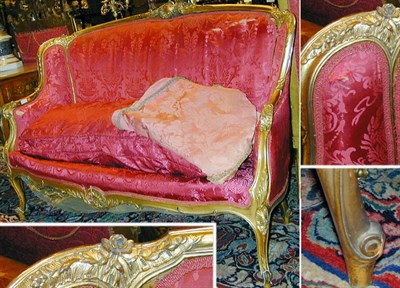 Lot 623 - Louis XV Style Gilt Carved Wood Settee The...