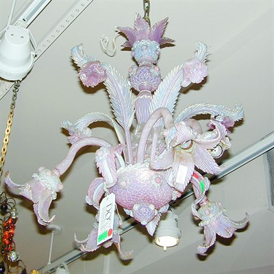 Lot 423 - Venetian Style Pink and Opalescent Glass...