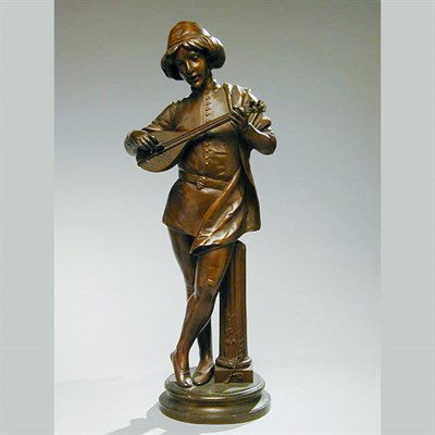Lot 520 - Bronze Sculpture of a Lute Player The figure...