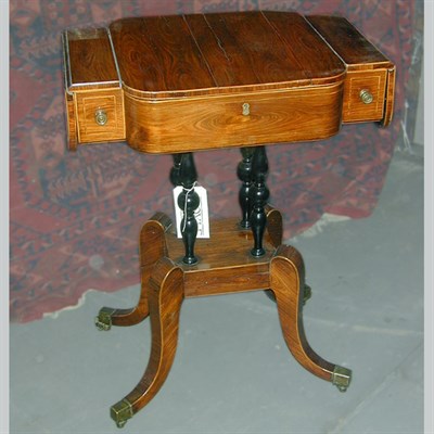 Lot 399 - Regency Rosewood and Ebonized Work Table Early...