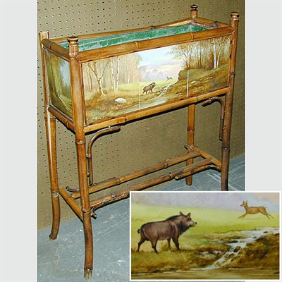 Lot 438 - Victorian Bamboo and Pottery Plant Stand The...