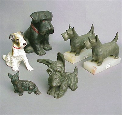 Lot 8 - Group of Six Cast Metal Figures of Scotties...