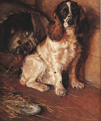 Lot 358 - Samuel Fulton A Prize Spaniel with a Terrier...