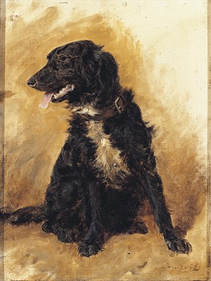 Lot 317 - Louis Eugene Lambert Dog Portrait oil on...