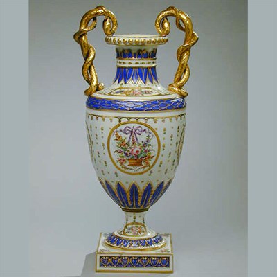 Lot 242 - Sevres Style Porcelain Vase The shield-shaped...