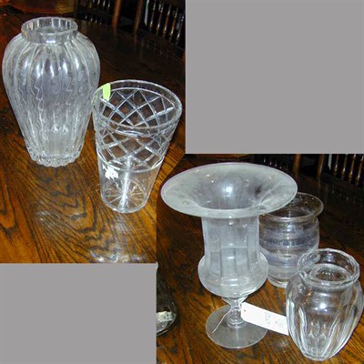 Lot 146 - Group of Five Colorless Vases including Kosta