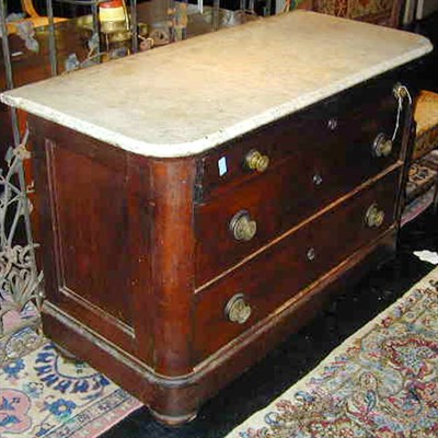 Lot 170 - Victorian Marble Top Mahogany Chest of Drawers