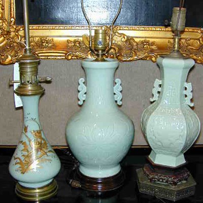 Lot 198 - Group of Three Porcelain Lamps