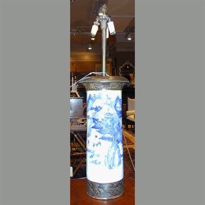Lot 217 - Chinese Export Blue and White Porcelain Lamp
