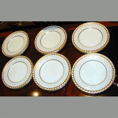 Lot 218 - Twelve Minton Gilt-Decorated Porcelain Saucers...