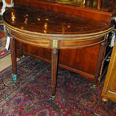 Lot 226 - Louis XVI Style Brass-Inlaid Mahogany...