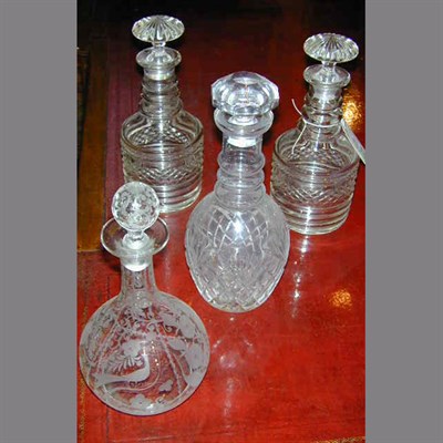 Lot 258 - Group of Four Colorless Cut or Etched Glass...