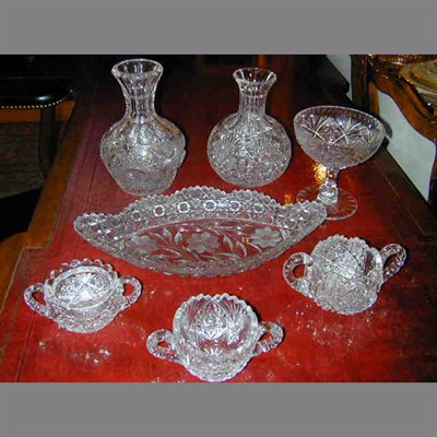 Lot 260 - Group of Seven Colorless Cut Glass Articles