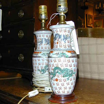 Lot 323 - Pair of Chinese Export Porcelain Vases Each...