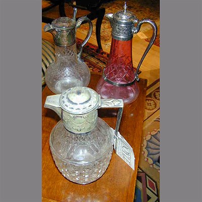Lot 382 - Three Silver Plate Mounted Cut Glass Decorations
