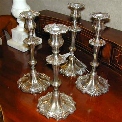 Lot 403 - Set of Four Silver Plated Candlesticks