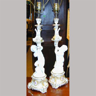 Lot 497 - Pair of Continental Gilt-Decorated Porcelain...
