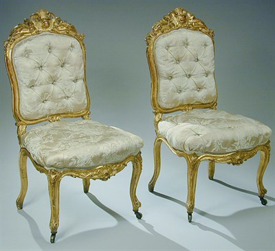Lot 294 - Set of Six Louis XV Style Gilt Carved Wood...