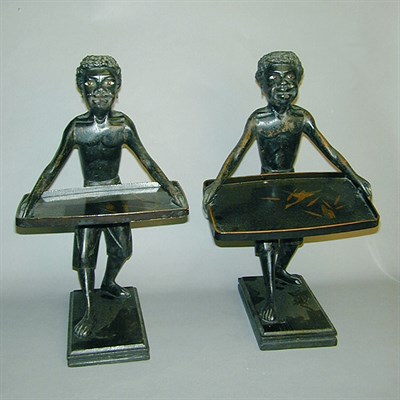 Lot 253 - Pair of Continental Ebonized and Lacquer...