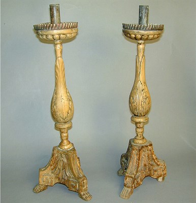 Lot 231 - Pair of Continental Baroque Pine Pricket...