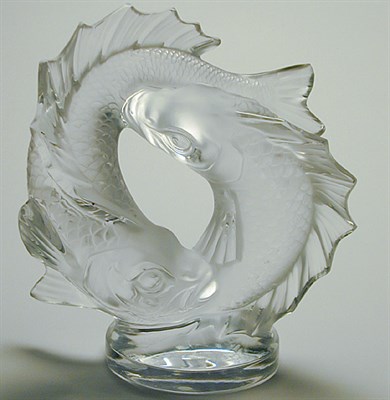 Lot 209 - Lalique Molded Glass Sculpture Deux Poissons...