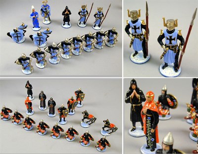 Lot 361 - Painted Lead Chess Set Each piece in the form...