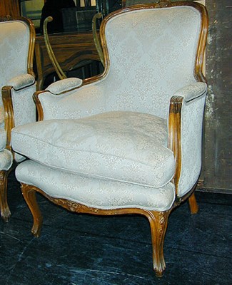 Lot 85 - Pair of Louis XV Style Upholstered Walnut...
