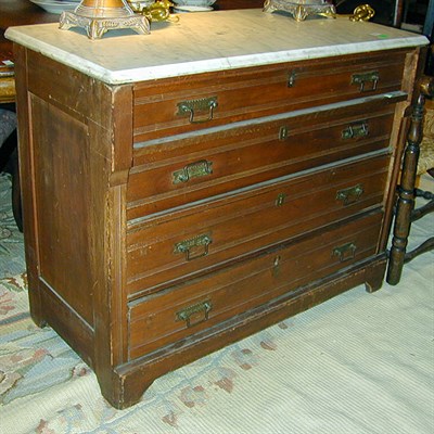 Lot 118 - Victorian Marble Top Mahogany Chest of Drawers...