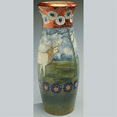 Lot 137 - Teplitz Pottery Vase Of swollen cylindrical...