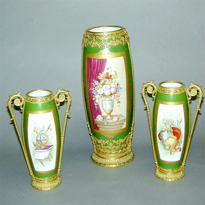 Lot 475 - Sevres Style Gilt-Bronze Mounted Three-Piece...