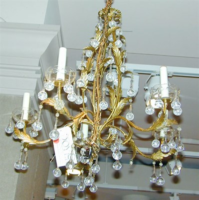Lot 421 - Louis XV Style Gilt-Metal and Glass Five-Light...