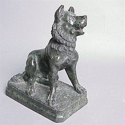Lot 111 - Green Marble Sculpture of a Mixed Breed Dog...