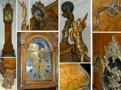 Lot 302 - Dutch Rococo Style Walnut Tall Case Clock 19th...