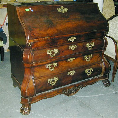 Lot 289 - Dutch Rococo Walnut Bureau The rectangular top...