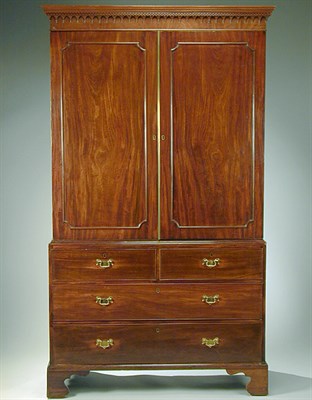 Lot 415 - George III Mahogany Linen Press Late...