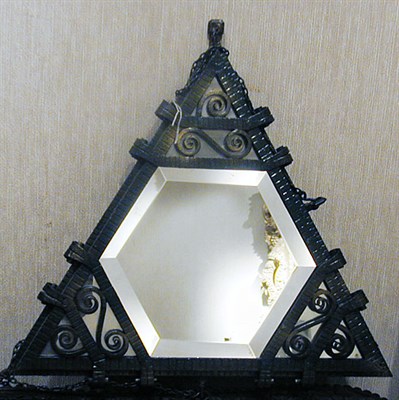 Lot 189 - Art Deco Wrought Iron Mirror Of triangular...