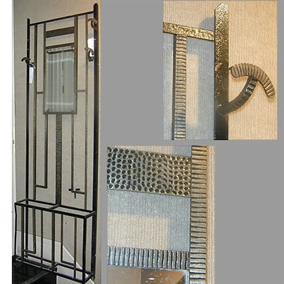 Lot 225 - Art Deco Wrought Iron Hall Stand With beveled...