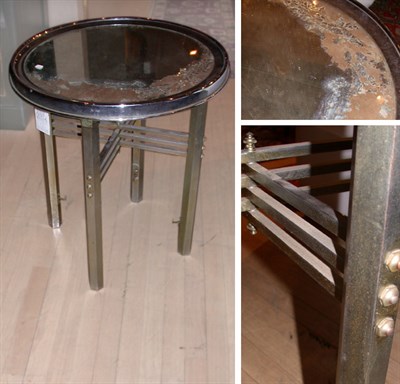 Lot 153 - Art Deco Metal Low Table The mirrored circular...