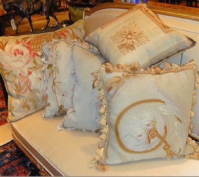 Lot 416 - Group of Five Pillows Each with floral...