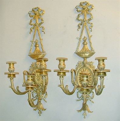 Lot 426 - Pair of Louis XVI Style Gilt-Metal Three-Light...