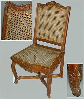 Lot 301 - Pair of Louis XV Style Walnut Cane Seat Side...