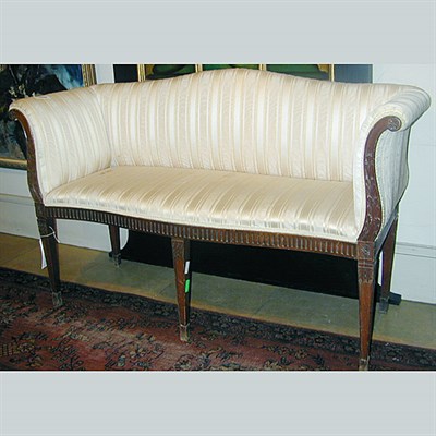 Lot 287 - George III Style Upholstered Mahogany Settee