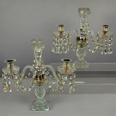Lot 551 - Pair of Georgian Style Colorless Cut Glass Two-...