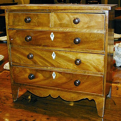 Lot 416 - George III Mahogany Miniature Chest of Drawers...