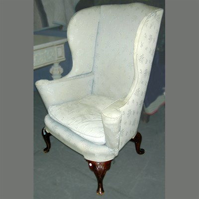 Lot 354 - Queen Anne Style Mahogany Wing Chair The...