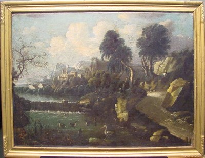 Lot 142 - Circle of Roelant Savery LANDSCAPE WITH STORK...