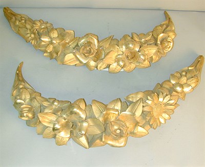 Lot 425 - Pair of Rococo Style Gilt Carved Wood Floral...
