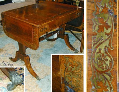 Lot 501 - Regency Brass Inlaid Rosewood Sofa Table